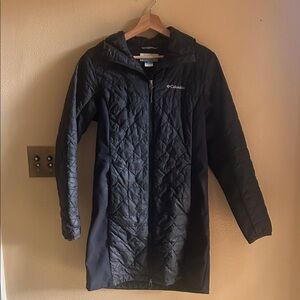 Columbia Black Hooded Quilted Coat S